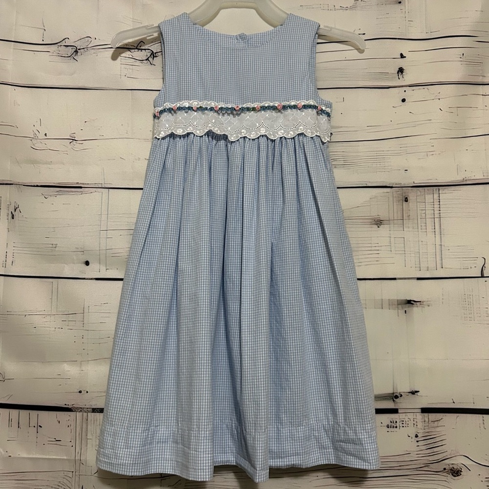 Alexis USA | Little Girls Vintage Sleeveless Blue & White Plaid Dress Size 3T